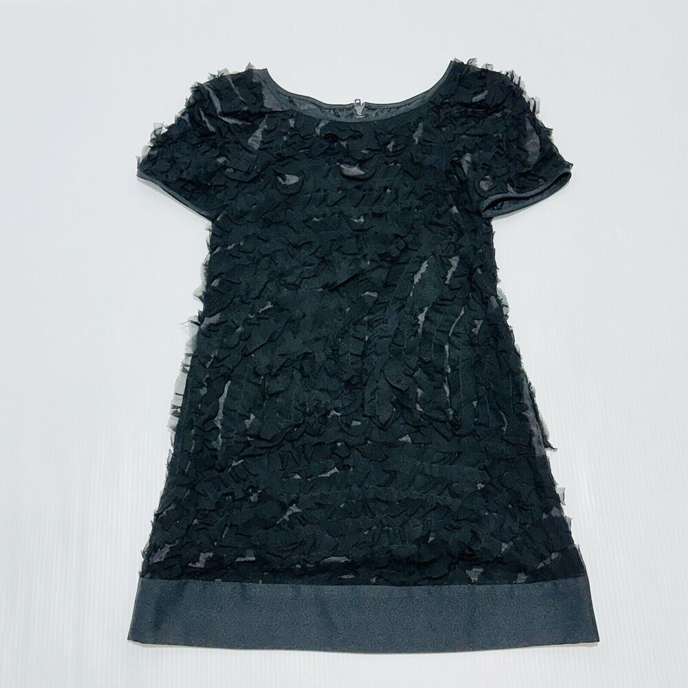Thread Social 100% Silk Cocktail Tule Floral Black Mini Dress Size 2